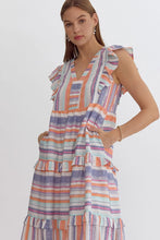 Orange Multi Stripe Midi Dress