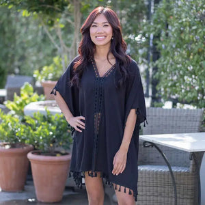 Black Fringe Swim Coverup