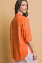 Orange Button Down Top
