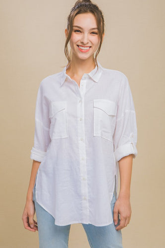 White Button Down Top