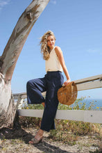 Navy Striped Linen Pants