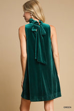 Green Velvet Ruffle Dress