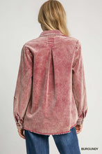 Burgundy Stone Wash Collared Shirt
