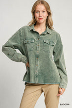 Hunter Green Stone Wash Collared Shirt