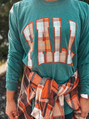 Fall Plaid Long Sleeve Tee