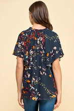 Teal Floral V-Neck Top
