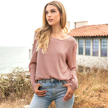 Rust Plaid Long Sleeve Top