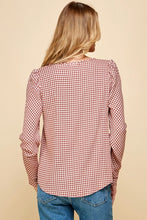 Rust Plaid Long Sleeve Top