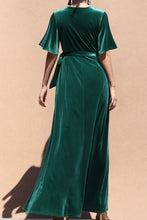 Hunter Green Velvet Wrap Maxi Dress