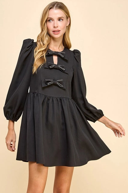 Black Rhinestone Bow Dress – Sweet Chic Boutique
