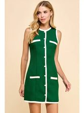 Green Textured Button Dress