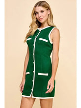 Green Textured Button Dress