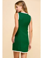 Green Textured Button Dress