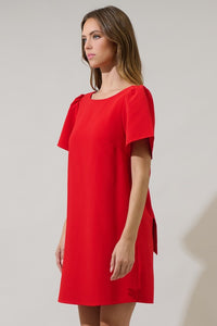 Red Bow Back Shift Dress