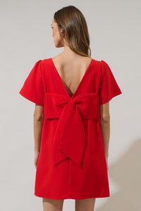 Red Bow Back Shift Dress