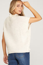 Cream Sleeveless Mock Neck Sweater