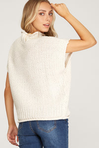 Cream Sleeveless Mock Neck Sweater