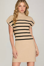 Taupe Stripe Mock Neck Sweater Dress