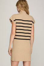 Taupe Stripe Mock Neck Sweater Dress