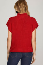 Red Sleeveless Mock Neck Sweater