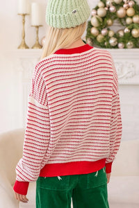 Red Waffle Stripe Sweater