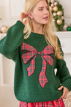 Hunter Green Plaid Bow Sweater
