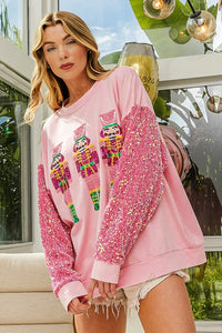 Pink Sequin Nutcracker Sweater