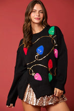Black Christmas Lights Sweater
