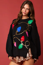 Black Christmas Lights Sweater
