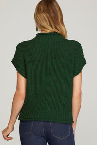 Green Sleeveless Mock Neck Sweater