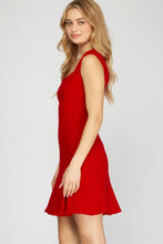 Red Square Neck Dress