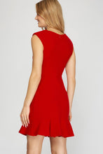 Red Square Neck Dress