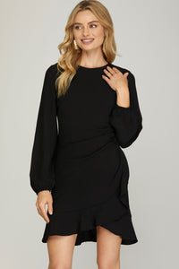 Black Asymmetrical Ruffle Dress
