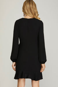 Black Asymmetrical Ruffle Dress