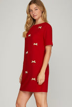 Red Bow Detail Knit Dress