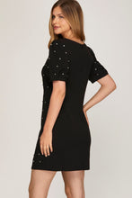 Black Rhinestone Trim Dress
