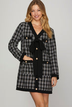 Black Long Sleeve Tweed Dress