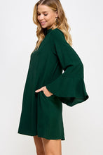 Hunter Green Bell Sleeve Shift Dress