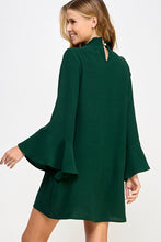 Hunter Green Bell Sleeve Shift Dress