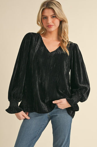 Black Velvet Long Sleeve Top