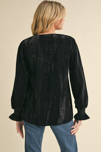 Black Velvet Long Sleeve Top