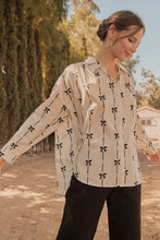 Ivory Bow Print Long Sleeve Top