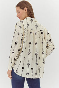 Ivory Bow Print Long Sleeve Top