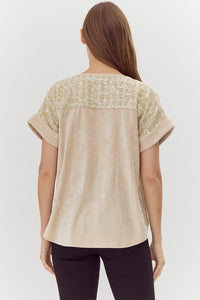 Ivory Tweed Sequin Top