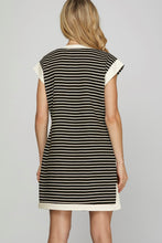 Black Stripe Contrast Band Dress