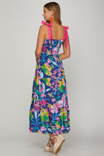 Royal Blue Floral Tie Dress