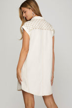 Ivory Stitched Denim Dress