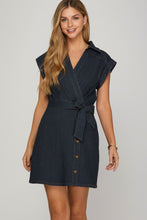 Dark Denim Surplice Dress