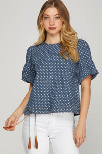 Denim Polka Dot Top