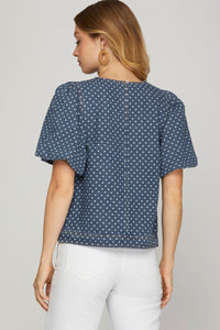 Denim Polka Dot Top